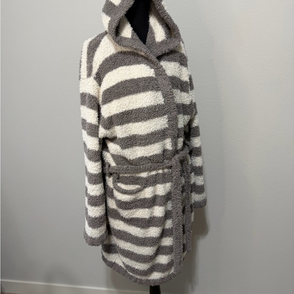 Barefoot Dreams Gray and Cream Striped Robe